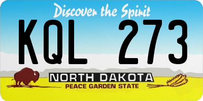 ND license plate KQL273