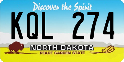 ND license plate KQL274