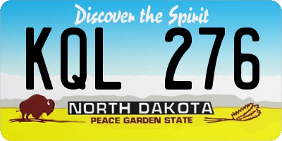 ND license plate KQL276