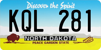 ND license plate KQL281