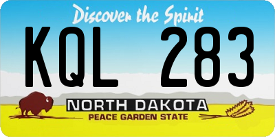 ND license plate KQL283