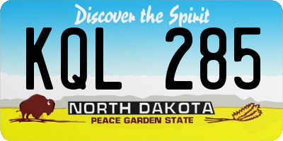 ND license plate KQL285