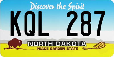 ND license plate KQL287