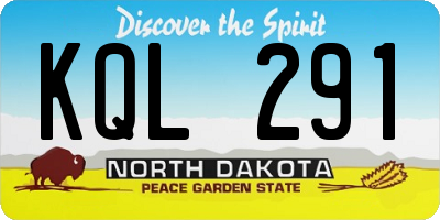 ND license plate KQL291