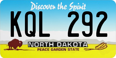 ND license plate KQL292