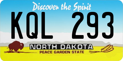 ND license plate KQL293