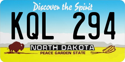 ND license plate KQL294