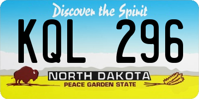 ND license plate KQL296
