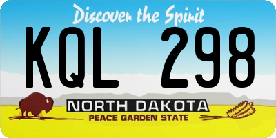 ND license plate KQL298