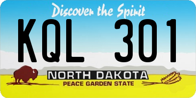 ND license plate KQL301