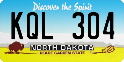 ND license plate KQL304