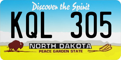 ND license plate KQL305