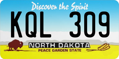 ND license plate KQL309