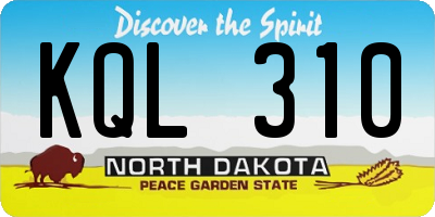ND license plate KQL310