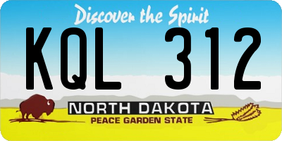 ND license plate KQL312