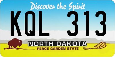 ND license plate KQL313