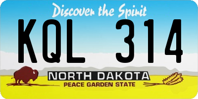 ND license plate KQL314
