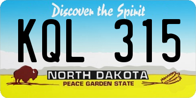 ND license plate KQL315