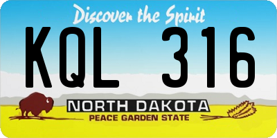 ND license plate KQL316