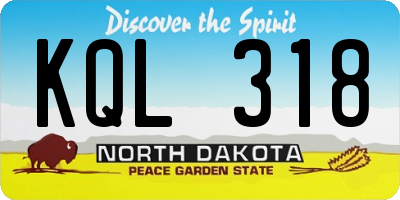 ND license plate KQL318