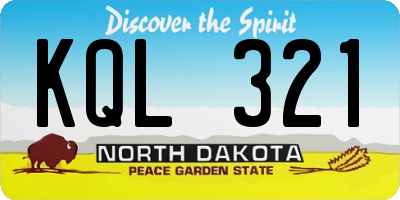 ND license plate KQL321