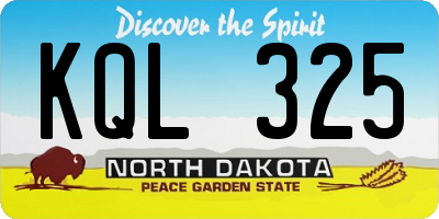 ND license plate KQL325
