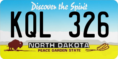 ND license plate KQL326