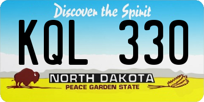 ND license plate KQL330