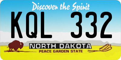 ND license plate KQL332