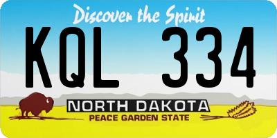 ND license plate KQL334