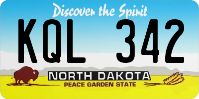 ND license plate KQL342