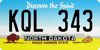 ND license plate KQL343
