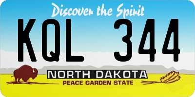 ND license plate KQL344