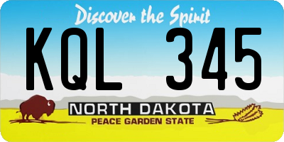 ND license plate KQL345