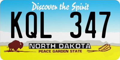 ND license plate KQL347