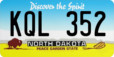 ND license plate KQL352