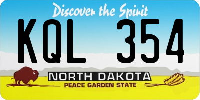 ND license plate KQL354