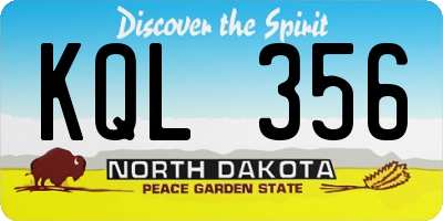 ND license plate KQL356