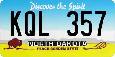 ND license plate KQL357