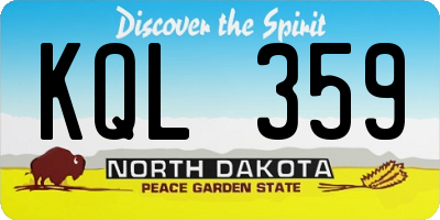 ND license plate KQL359