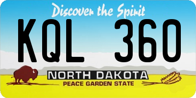 ND license plate KQL360