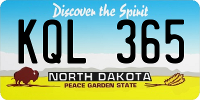 ND license plate KQL365