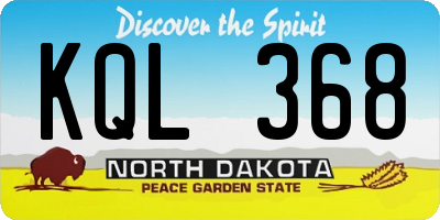 ND license plate KQL368