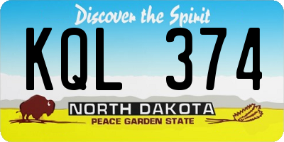ND license plate KQL374