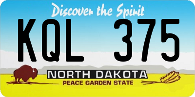 ND license plate KQL375