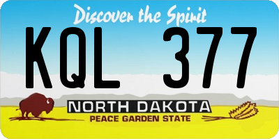 ND license plate KQL377