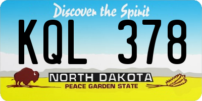 ND license plate KQL378