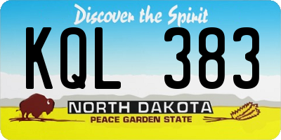 ND license plate KQL383