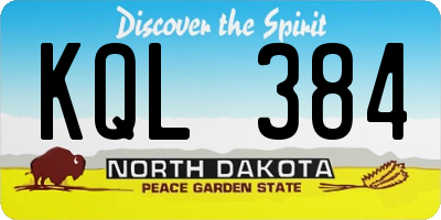 ND license plate KQL384