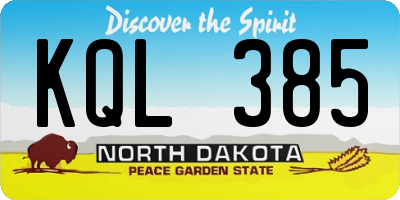 ND license plate KQL385